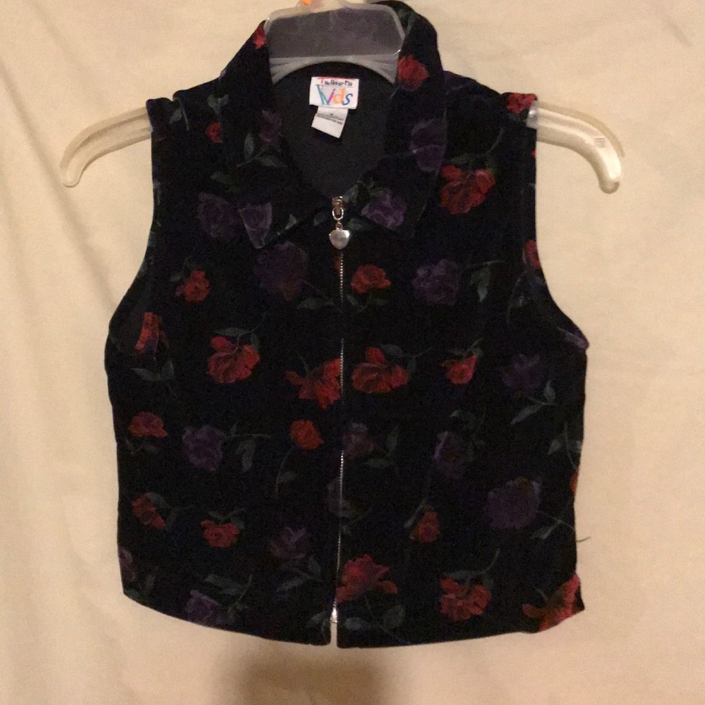 Kids velour vest with roses